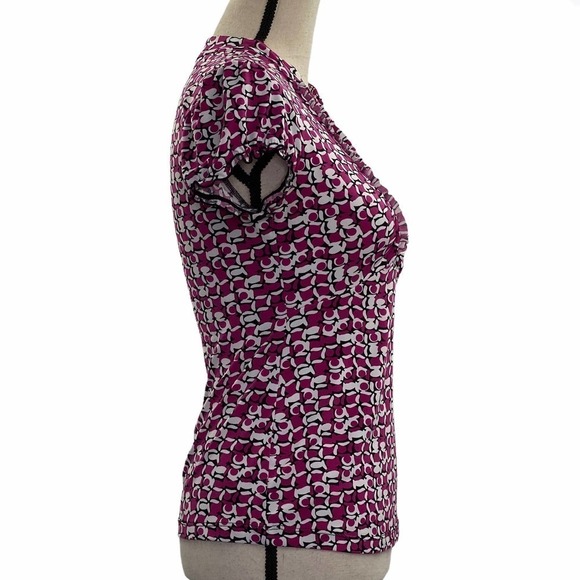 STYLE & Co Ruffled Printed Short Sleeve Blouse P - Picture 2 of 8